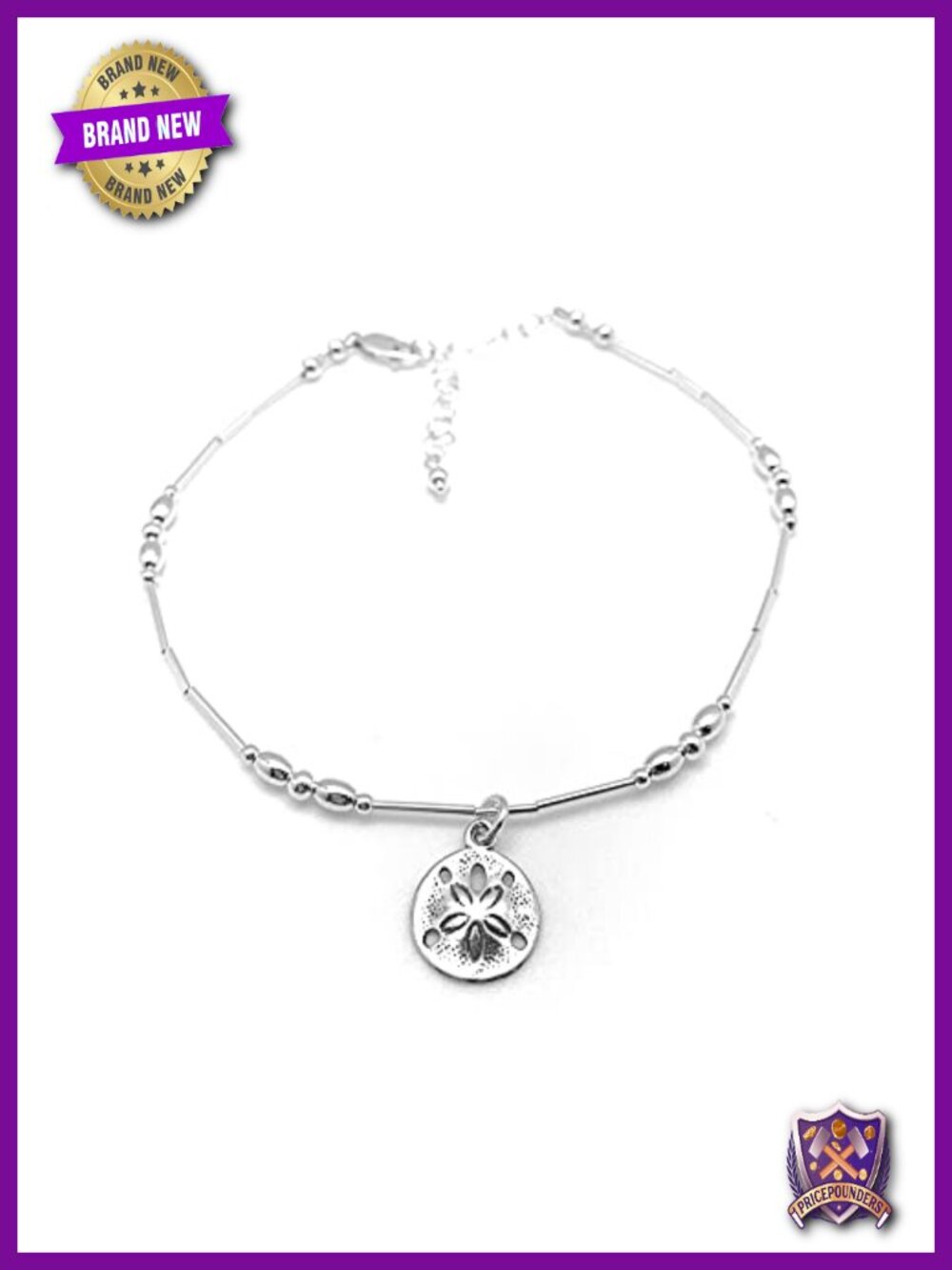 Sterling Silver Sand Dollar Anklet Adjustable Beach Bridal Jewelry